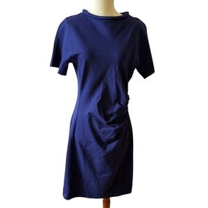 WINSER LONDON DRESS RUCHED BACK ZIP ROLLED COLLAR ELEGANT DAY TO DATE CHIC 12